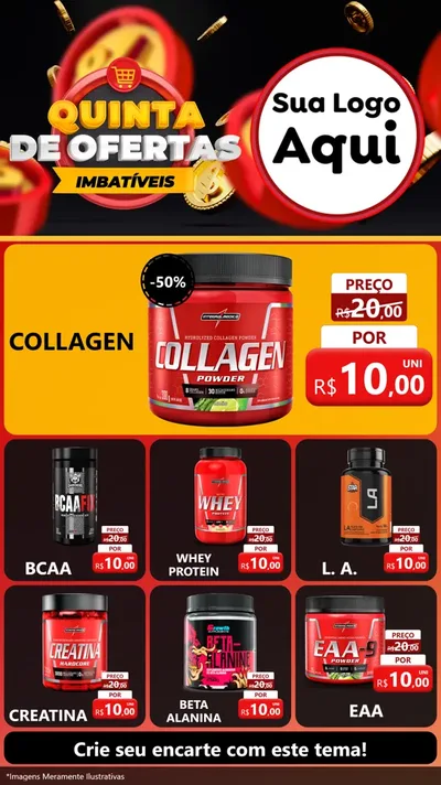Modelo de Rede Social para Stories com o tema Quinta de Ofertas Imbatíveis para Suplementos alimentares
