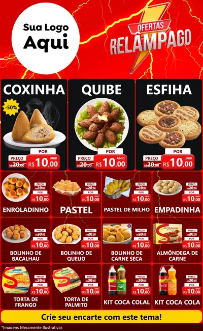 Modelo de Encarte para Encarte Grande com o tema Ofertas Relâmpago para Salgadaria