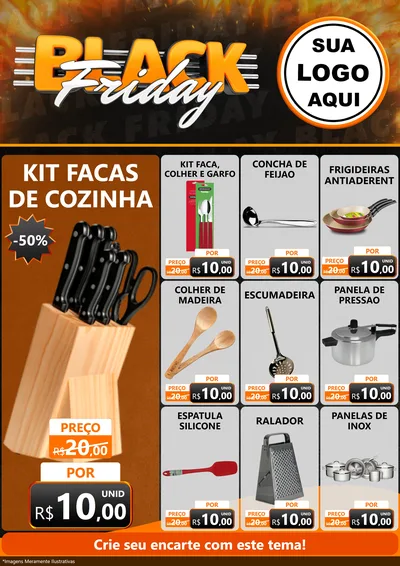 Modelo de Encarte para Encarte A4 Vertical com o tema Black Friday para Utilidades Domésticas