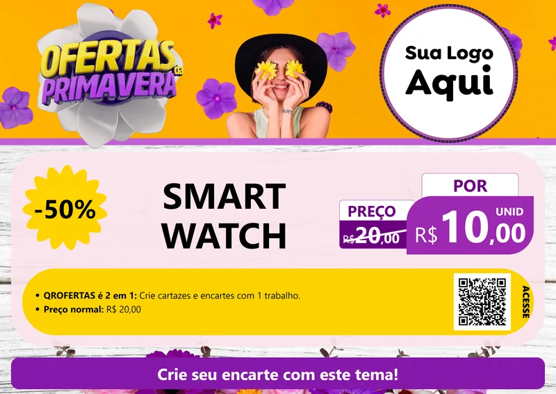 Modelo de Cartaz para Cartaz A4 Horizontal com o tema Ofertas Da Primavera para Informática