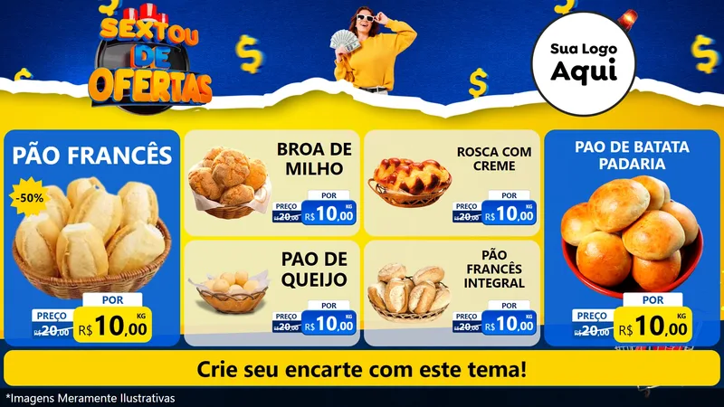 Modelo de TV para TV Horizontal com o tema Sextou de Ofertas para Padaria