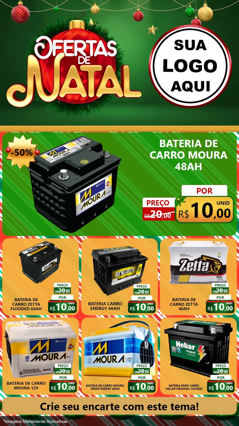 Modelo de Rede Social para Stories com o tema Ofertas de Natal para Baterias Elétricas