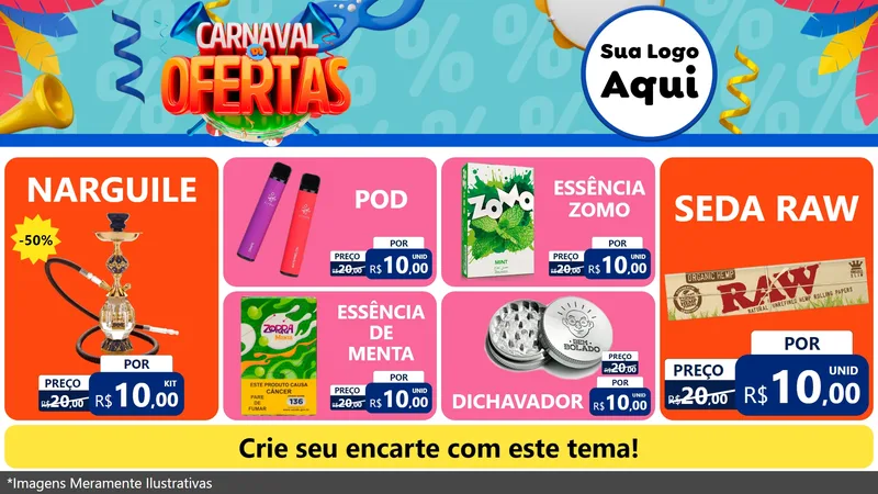 Modelo de TV para TV Horizontal com o tema Carnaval de Ofertas para Tabacaria