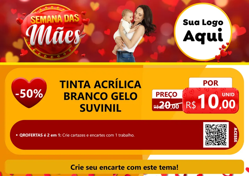 Modelo de Cartaz para Cartaz A4 Horizontal com o tema Semana das Mães para Tintas e Ferramentas
