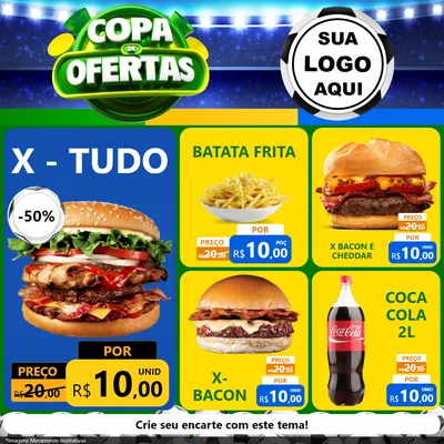 Modelo de Rede Social para Feed Facebook com o tema Copa de Ofertas para Hamburgueria
