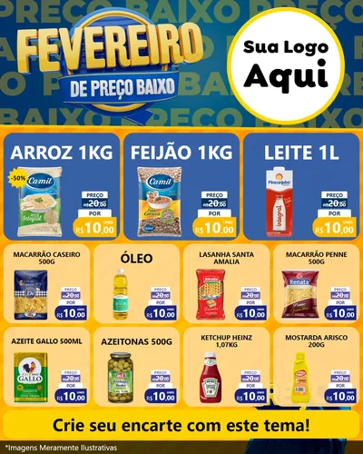 Modelo de Rede Social para Feed Instagram com o tema Fevereiro de Preço Baixo para Supermercado