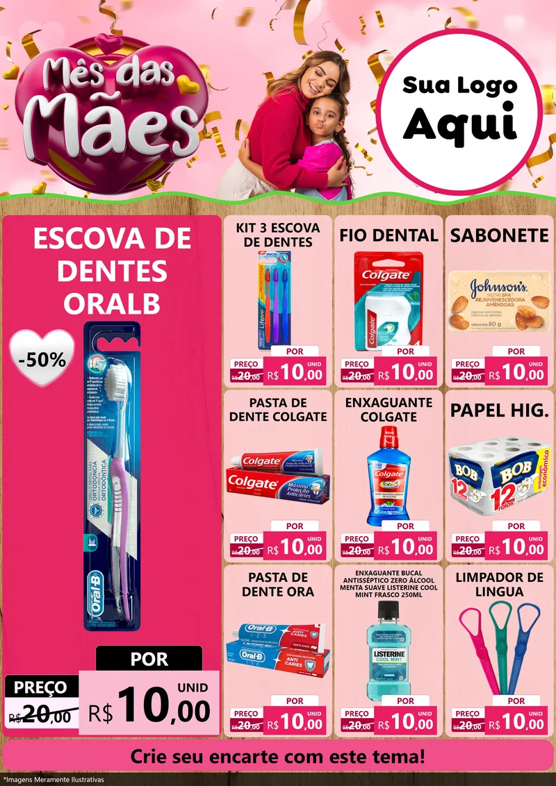 Modelo de Encarte para Encarte A4 Vertical com o tema Mês das Mães para Higiene Pessoal