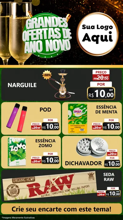 Modelo de TV para TV Vertical com o tema Grandes Ofertas de Ano Novo para Tabacaria