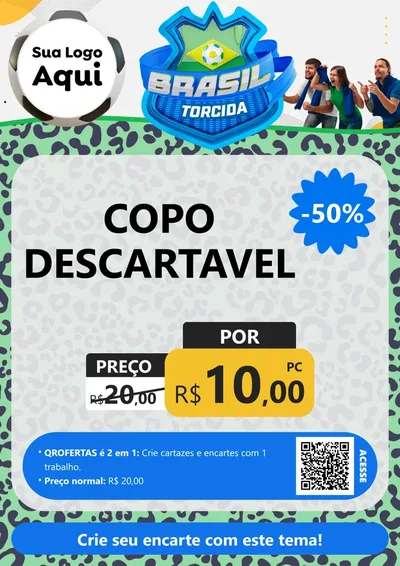 Modelo de Cartaz para Cartaz A4 Vertical com o tema Brasil Torcida - Copa para Embalagens