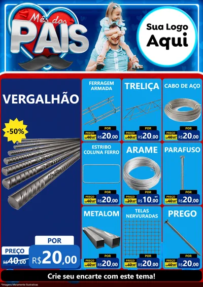 Modelo de Encarte para Encarte A4 Vertical com o tema Mês Dos Pais para Ferragens