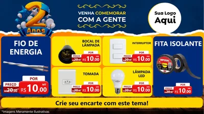 Modelo de TV para TV Horizontal com o tema Aniversário de 2 anos para Materiais Elétricos