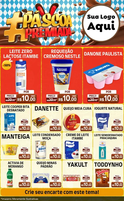 Modelo de Encarte para Encarte Grande com o tema Páscoa Premiada para Frios e Laticínios