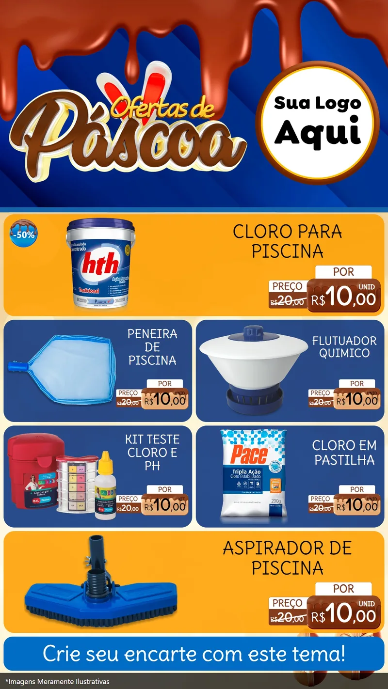Modelo de TV para TV Vertical com o tema Ofertas de Páscoa para Produtos para Piscina