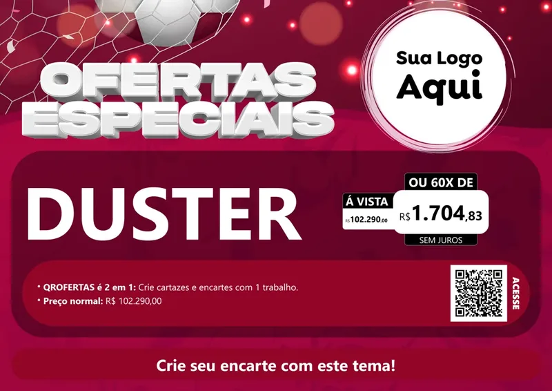 Modelo de Cartaz para Cartaz A4 Horizontal com o tema Ofertas Especiais - Futebol para Concessionaria de Carros