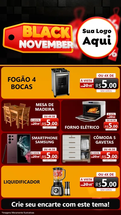 Modelo de TV para TV Vertical com o tema Black November para Móveis e Eletro