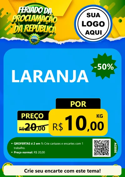 Modelo de Cartaz para Cartaz A4 Vertical com o tema Feriado da Proclamação da República para Hortifrúti