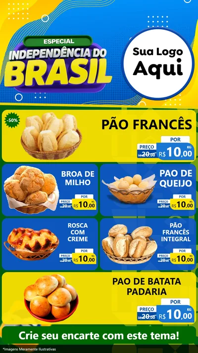 Modelo de TV para TV Vertical com o tema Especial Independência do Brasil para Padaria