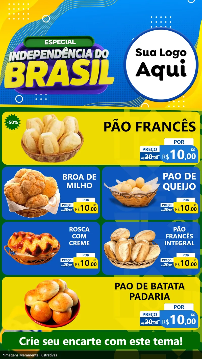 Modelo de TV para TV Vertical com o tema Especial Independência do Brasil para Padaria