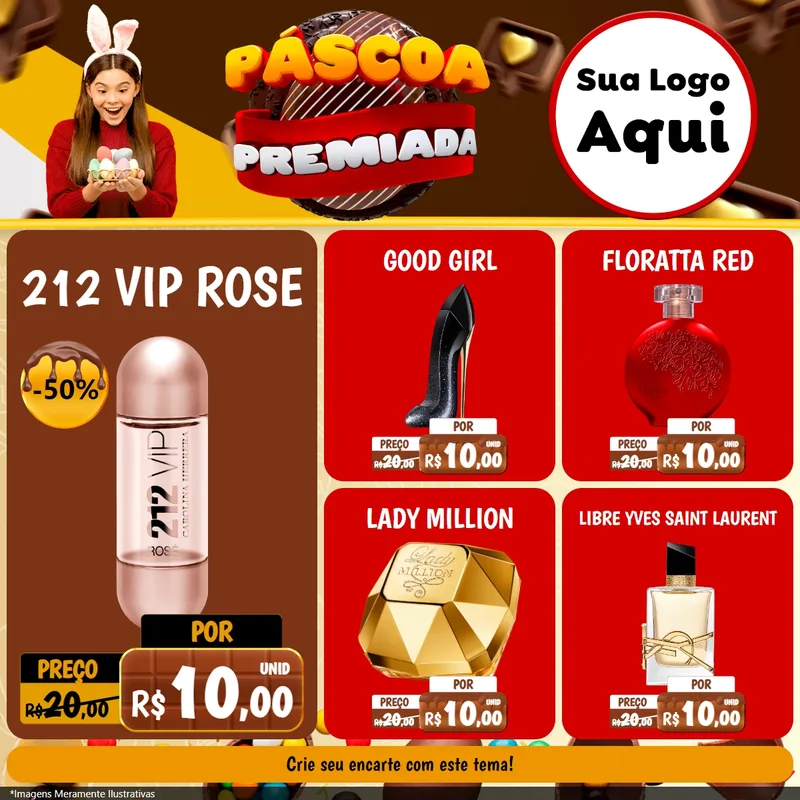 Modelo de Rede Social para Feed Facebook com o tema Páscoa Premiada para Perfumes