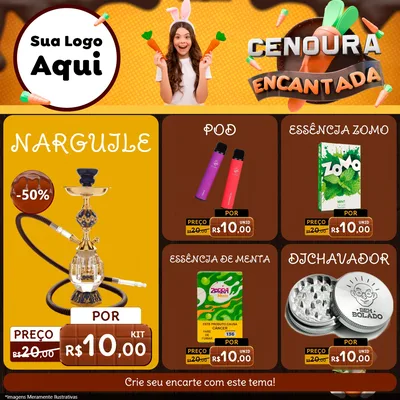 Modelo de Rede Social para Feed Facebook com o tema Cenoura Encantada - Páscoa para Tabacaria