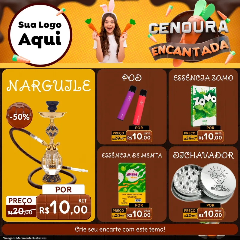 Modelo de Rede Social para Feed Facebook com o tema Cenoura Encantada - Páscoa para Tabacaria