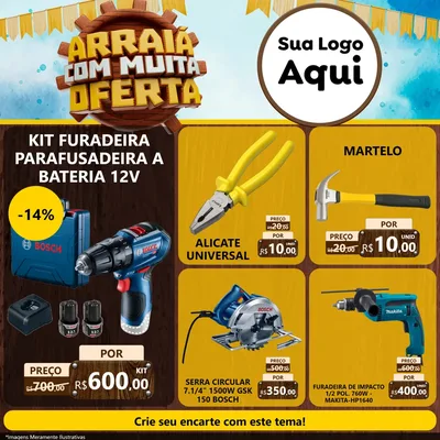 Modelo de Rede Social para Feed Facebook com o tema Ofertas de São João - Junina para Maquinas e Ferramentas