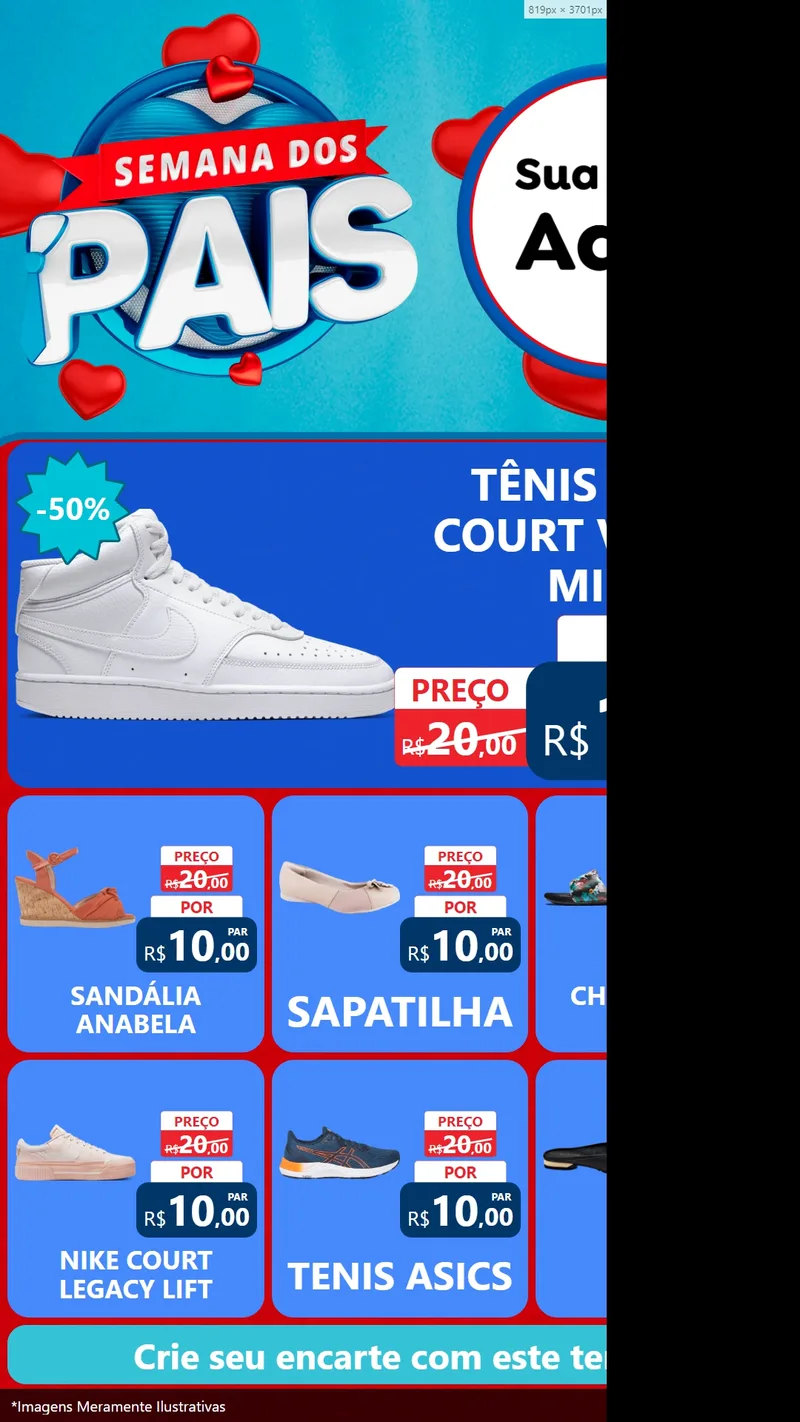 Modelo de Rede Social para Stories com o tema Semana Dos Pais para Calçados