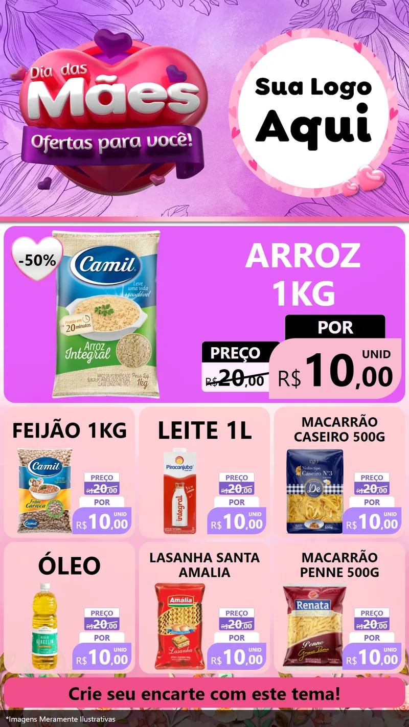 Modelo de Rede Social para Stories com o tema Dia das Mães Ofertas para Você! para Supermercado