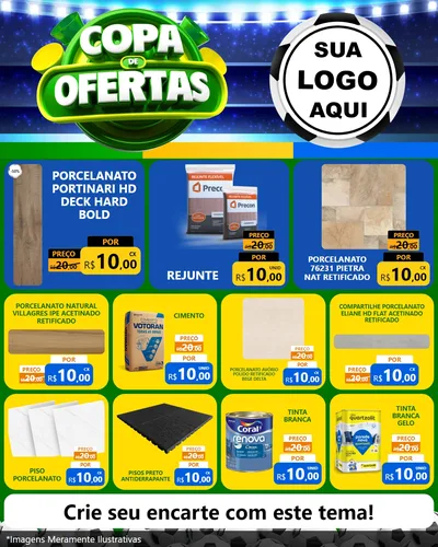 Modelo de Rede Social para Feed Instagram com o tema Copa de Ofertas para Pisos e revestimentos