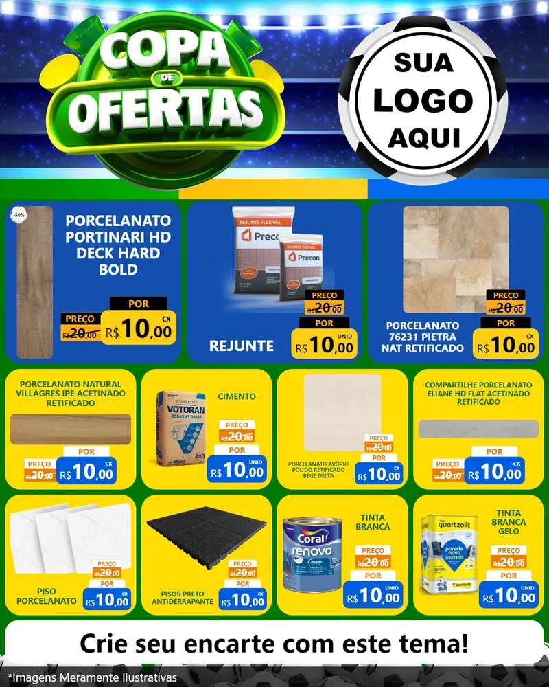 Modelo de Rede Social para Feed Instagram com o tema Copa de Ofertas para Pisos e revestimentos