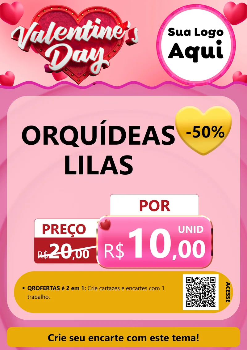 Modelo de Cartaz para Cartaz A4 Vertical com o tema Valentine's Day para Floricultura e jardim
