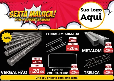 Modelo de Encarte para Encarte A4 Horizontal com o tema Sexta Maluca! para Ferragens