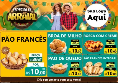 Modelo de Encarte para Encarte A4 Horizontal com o tema Especial De Arraial para Padaria