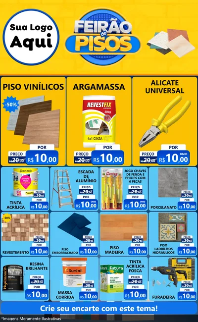 Modelo de Encarte para Encarte Grande com o tema Feirão de Pisos para Material para Construção