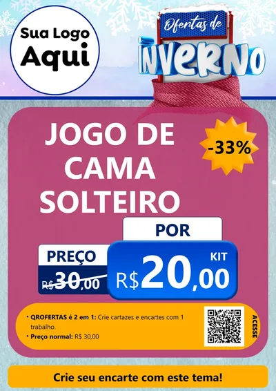 Modelo de Cartaz para Cartaz A4 Vertical com o tema Ofertas de Inverno para Cama, Mesa e Banho