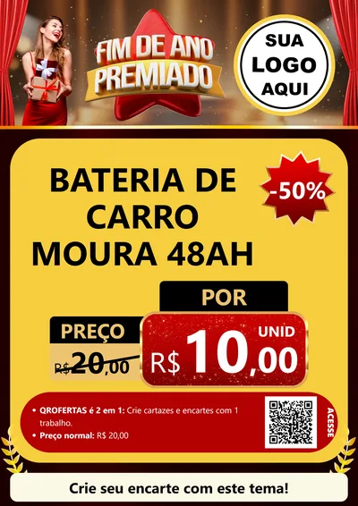 Modelo de Cartaz para Cartaz A4 Vertical com o tema Fim de Ano Premiado para Baterias Elétricas