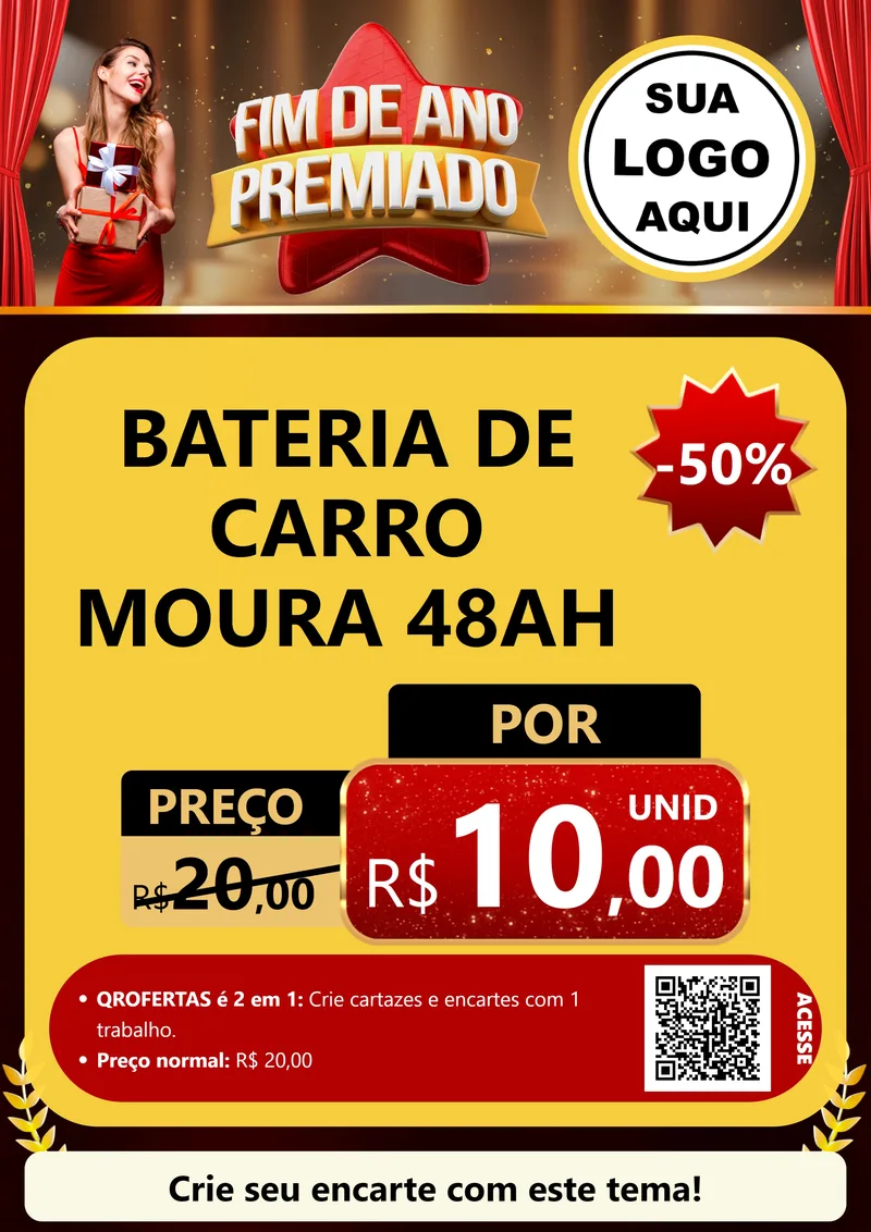 Modelo de Cartaz para Cartaz A4 Vertical com o tema Fim de Ano Premiado para Baterias Elétricas