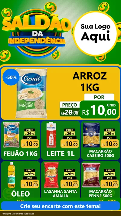 Modelo de Rede Social para Stories com o tema Saldão da Indepêndencia para Supermercado