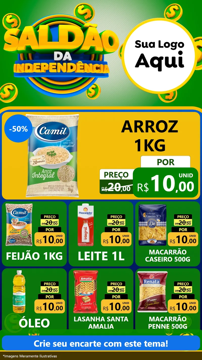 Modelo de Rede Social para Stories com o tema Saldão da Indepêndencia para Supermercado