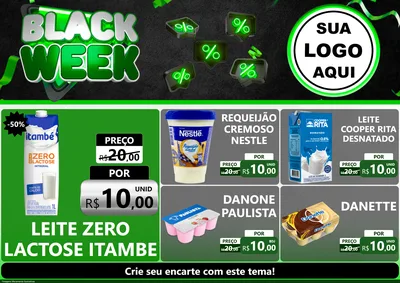 Modelo de Encarte para Encarte A4 Horizontal com o tema Black Week para Frios e Laticínios
