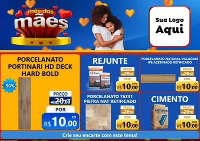 Modelo de Encarte para Encarte A4 Horizontal com o tema Mês das Mães para Pisos e revestimentos