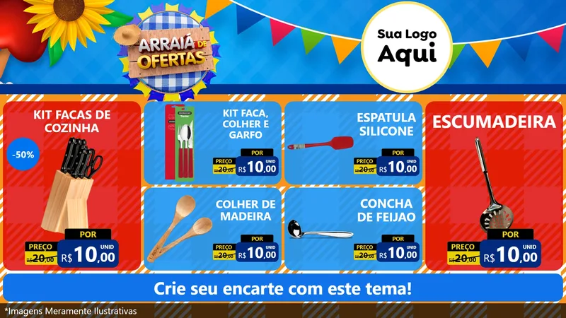 Modelo de TV para TV Horizontal com o tema Arraiá de Ofertas para Utilidades Domésticas