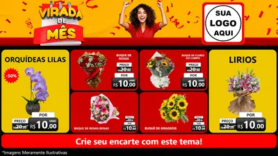 Modelo de TV para TV Horizontal com o tema Virada de Mês para Floricultura e jardim