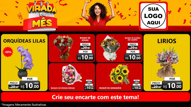 Modelo de TV para TV Horizontal com o tema Virada de Mês para Floricultura e jardim
