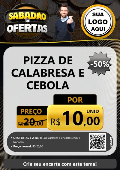 Modelo de Cartaz para Cartaz A4 Vertical com o tema Sabadão de Ofertas para Pizzaria