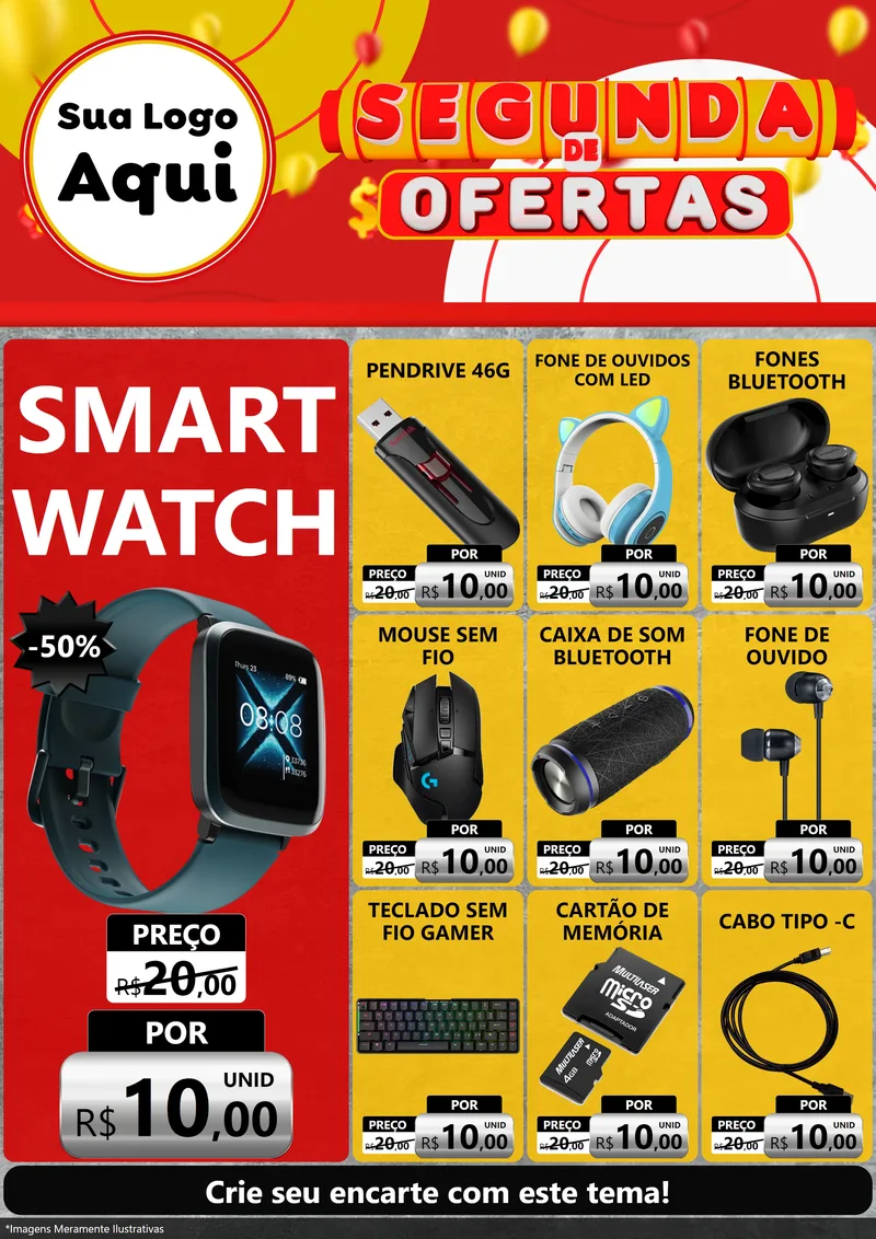 Modelo de Encarte para Encarte A4 Vertical com o tema Segunda de Ofertas para Informática