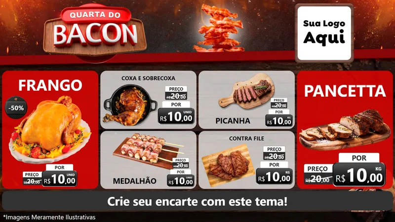 Modelo de TV para TV Horizontal com o tema Quarta do Bacon para Assados