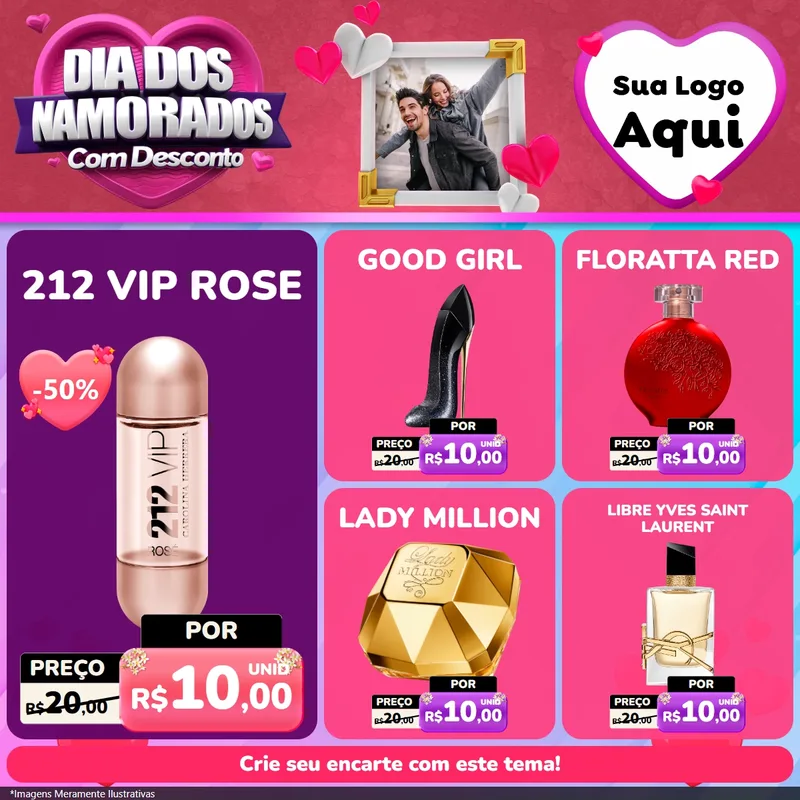 Modelo de Rede Social para Feed Facebook com o tema Dia Dos Namorados Com Desconto para Perfumes