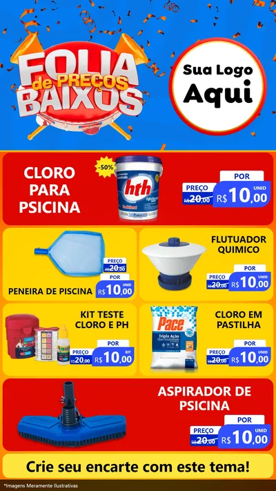 Modelo de TV para TV Vertical com o tema Folia de Preços Baixos para Produtos para Piscina