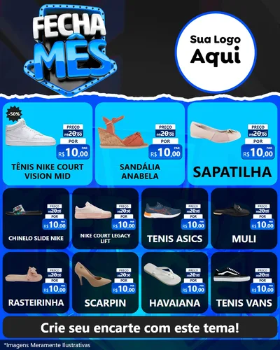 Modelo de Rede Social para Feed Instagram com o tema Fecha Mês para Calçados